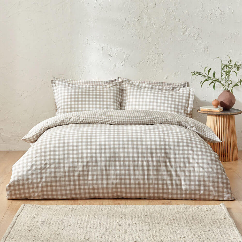 Yard Barton Beige Check Reversible Duvet Cover Set